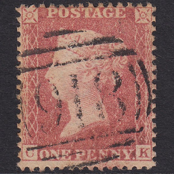 GB QV 1857 1d Rose-Red Plate 46 SG40-C10(1) CK GU Worcester 918