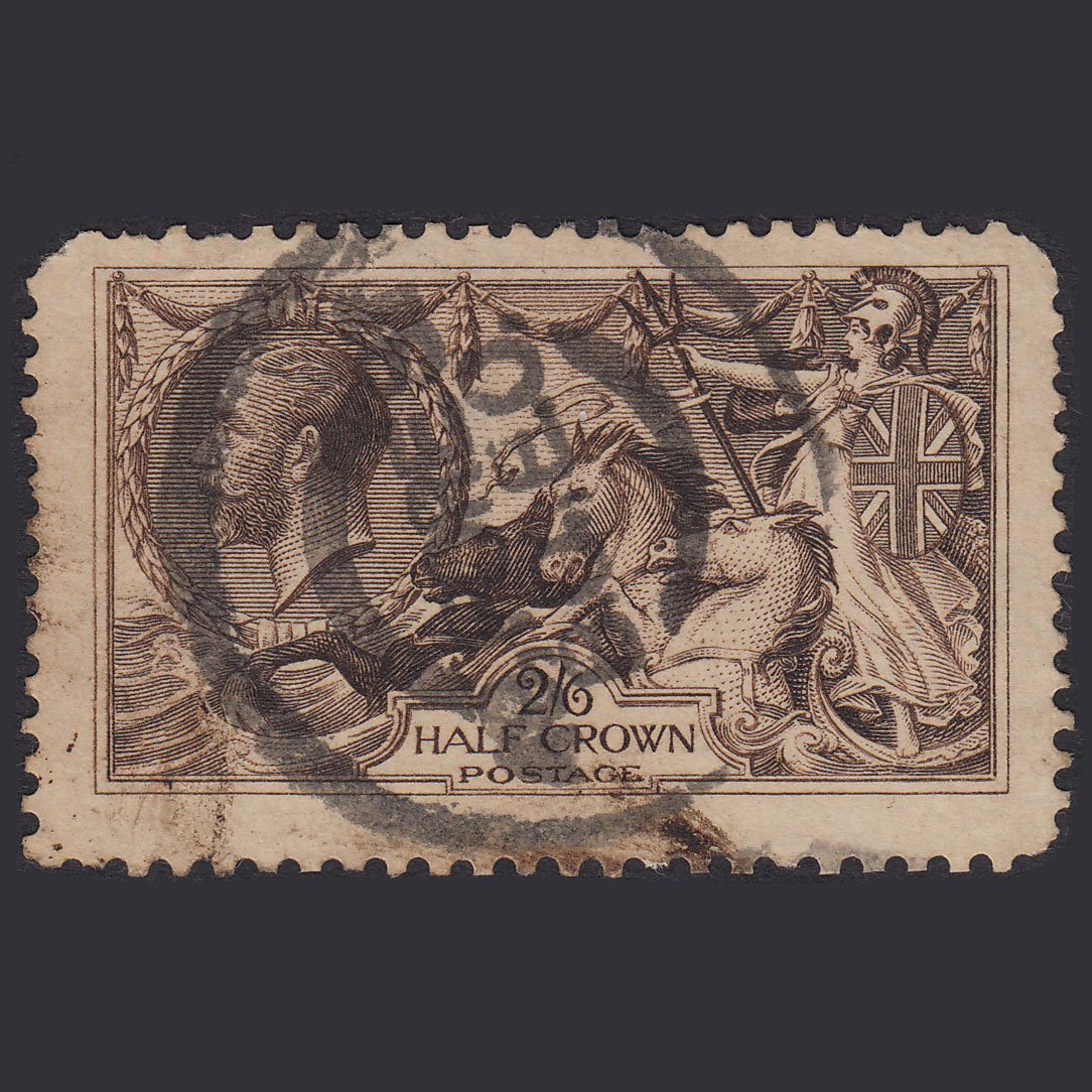 GB KG5 1913 2/6 Sepia-Brown Seahorses SG400-N63(2) GU Micro Tears