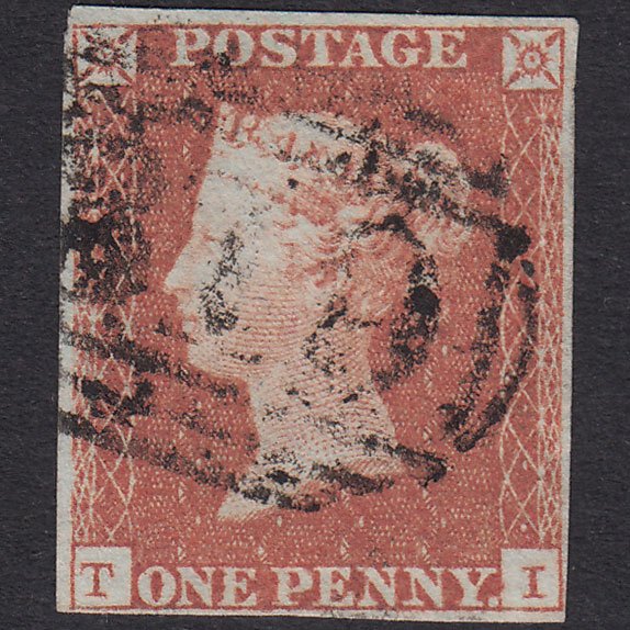 GB QV 1841 1d Red-Brown Plate 101 SG8-B1(1) TI FU 4 Margins