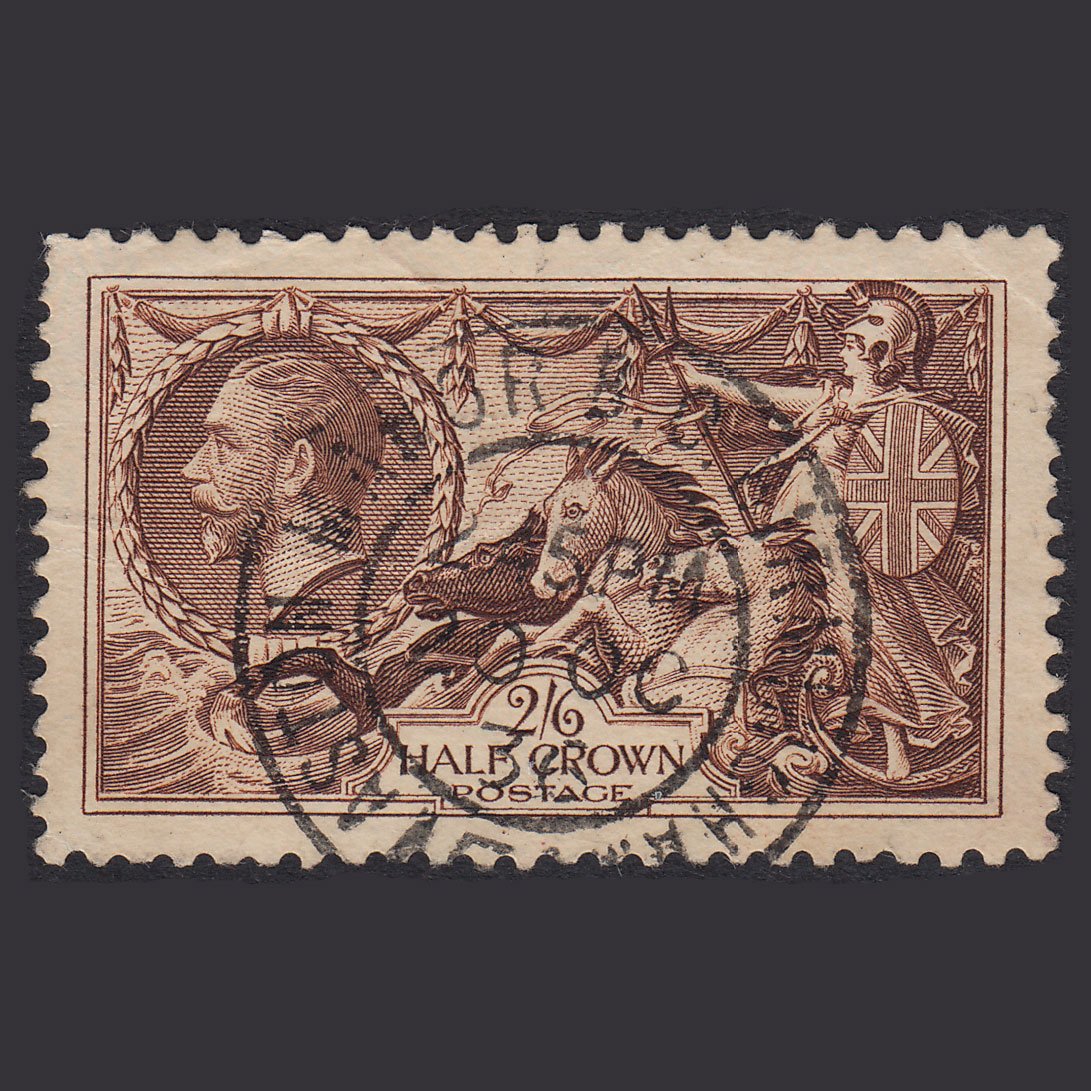 GB KG5 1934 2/6 Chocolate-Brown Seahorses SG450-N73(1) GU Aston Manor CDS