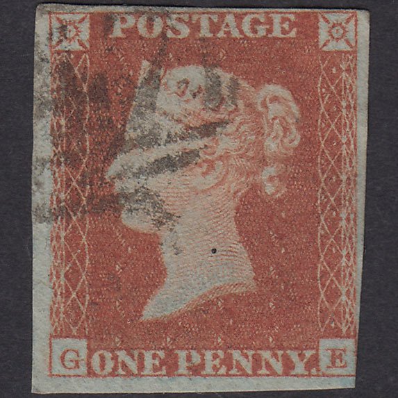 GB QV 1841 1d Red-Brown Plate 120 SG8-B1(1) GE GU Nr 4 Margins