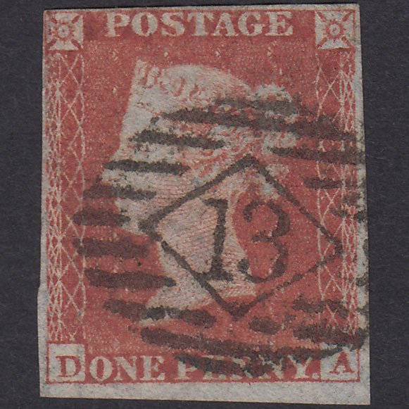 GB QV 1841 1d Plate 171 SG8-B2(1) DA FU 4M London IS 13 Thin Paper