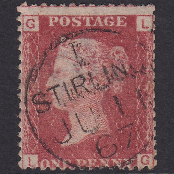 GB QV 1864 1d Lake-Red Plate 89 SG44-G1(2) LG GU Stirling CDS