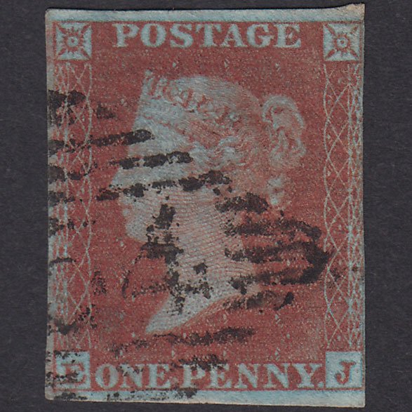 GB QV 1841 1d Very Blued Plate 134 SG8A-B1(2) EJ GU Nr 4 Margins Ireland