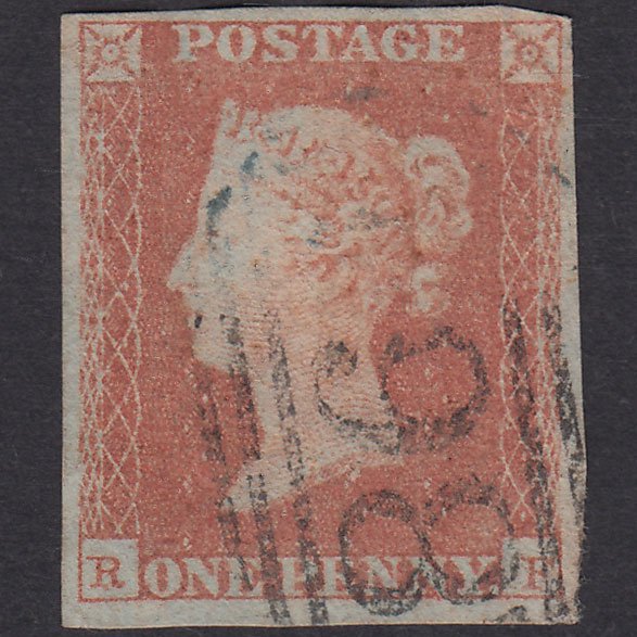 GB QV 1841 1d Red-Brown Plate 102 SG8-B1(1) RF FU 4M Blue-Black PMK