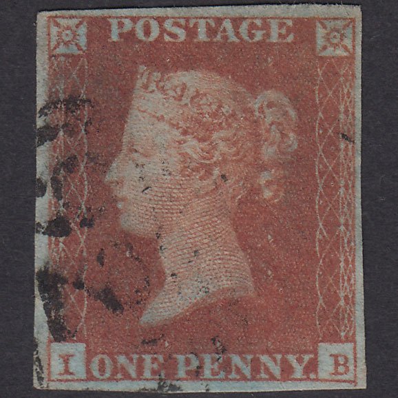 GB QV 1841 1d Red-Brown Plate 130 SG8-B1(1) IB FU 4 Margins Light Cancel
