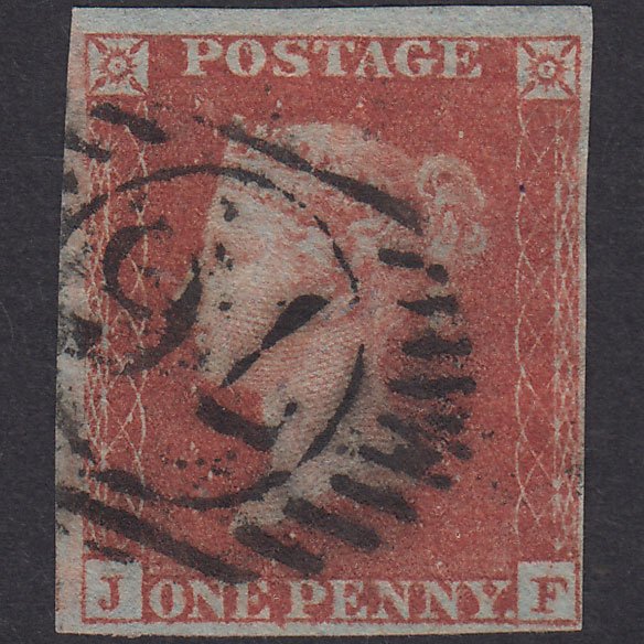 GB QV 1841 1d Red-Brown Plate 166 SG8-B2(1) JF GU 4 Margins London D&S 76