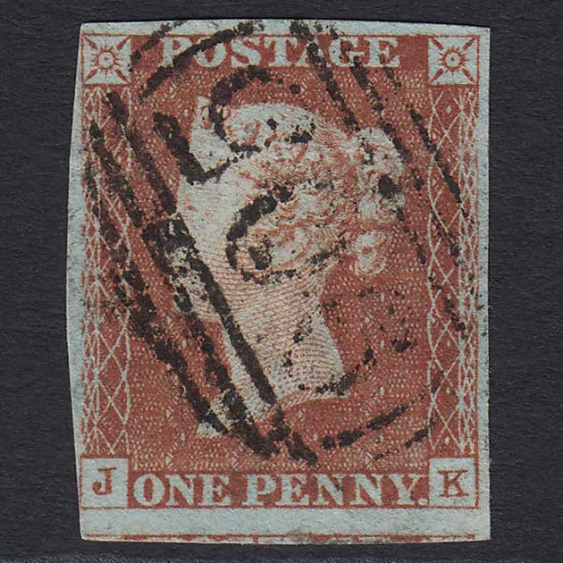 GB QV 1841 1d Red-brown (Plate 51) (SG8) 'JK' GU Wolverhampton (905) 4M