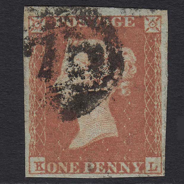GB QV 1841 1d Red-brown (Plate 95) (SG8) 'KL' GU 4 Margins