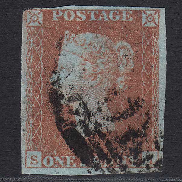 GB QV 1841 1d Red-brown (SG8) GU nr 4 Margins