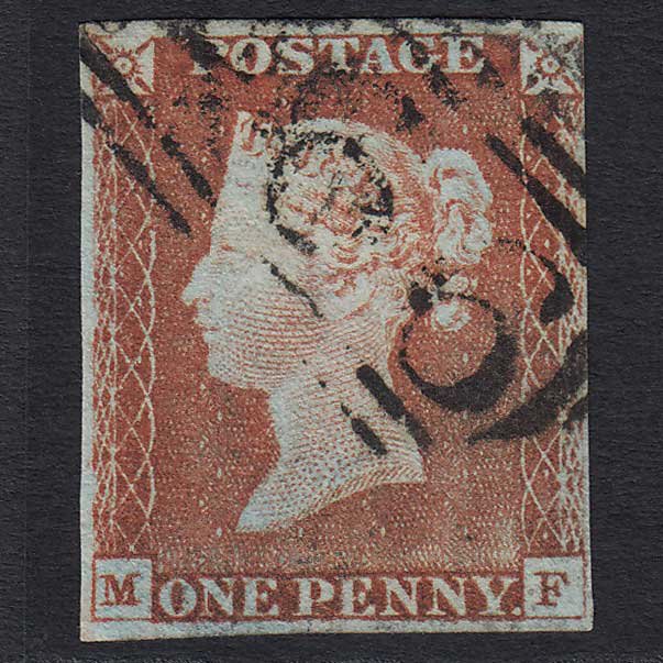 GB QV 1841 1d Pale Red-brown (Plate 60) (SG9) 'MF' FU 4 Margins