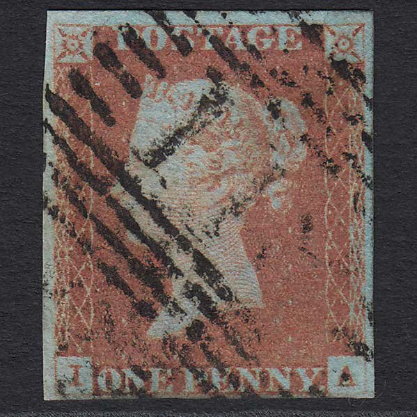 GB QV 1841 1d Red-brown (Plate 74) (SG8) 'IA' GU in Scotland 4 Margins