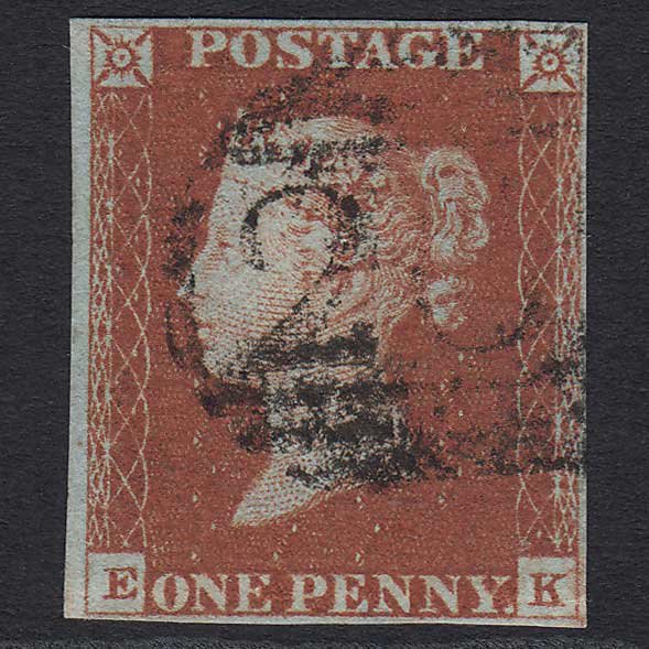 GB QV 1841 1d Red-brown (Plate 56) (SG8) 'EK' FU 4 Margins