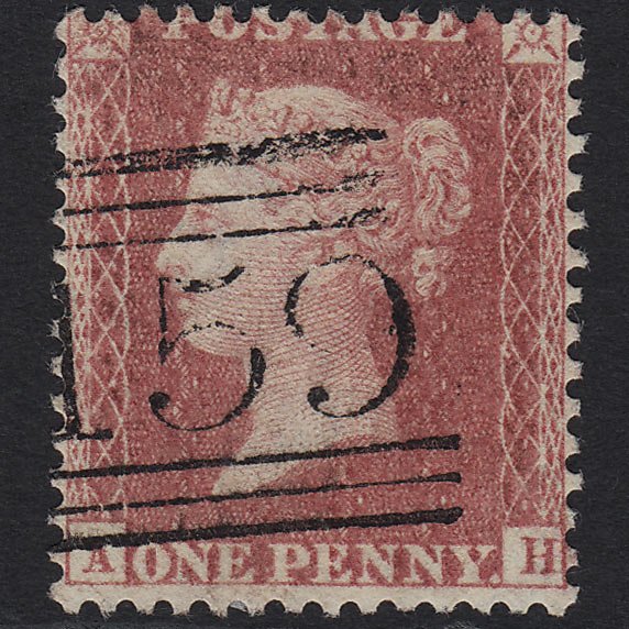 GB QV 1857 1d Rose-red SG40-C10(1) AH VFU Glasgow 159 Distinctive Marks