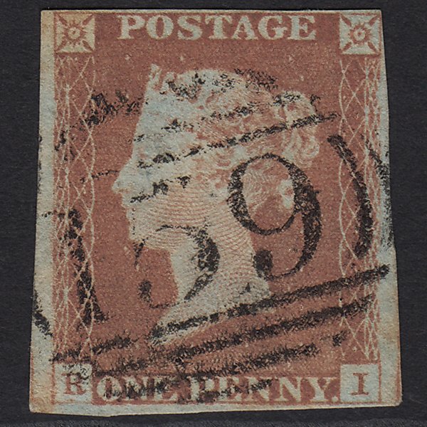 GB QV 1841 1d Red-brown (Plate 72) SG8-B1(1) RI GU Chard 159 4 Margins