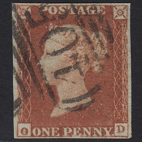 GB QV 1841 1d Red-brown (Plate 75) SG8-B1(1) OD FU Ipswich 405 4M Imperf