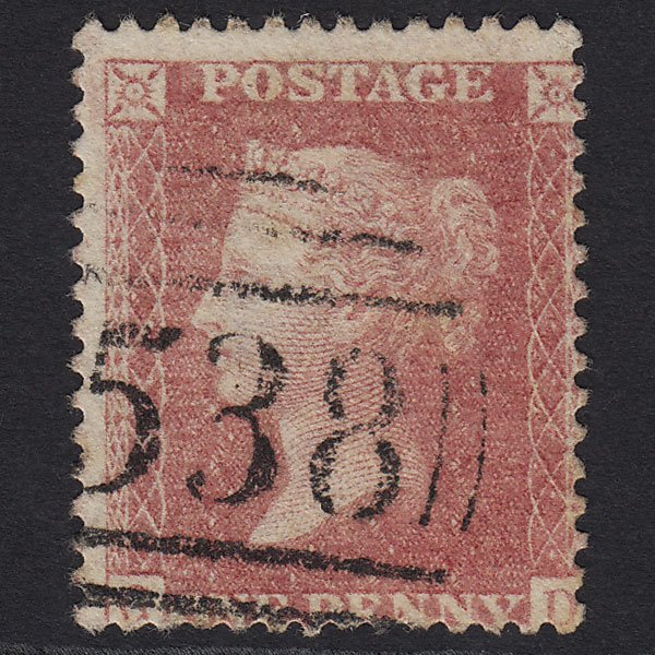 GB QV 1857 1d Pale Rose (Plate 27) SG39-C10(3) GD GU Nantwich 538