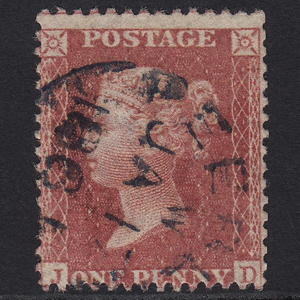 GB QV 1857 1d Rose-red (Plate 36) SG40-C10(1) JD FU Dark Blue Peebles CDS