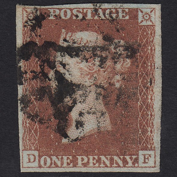 GB QV 1841 1d Red-brown Penny Black (Plate 5) SG7-A2 DF FU Maltese X