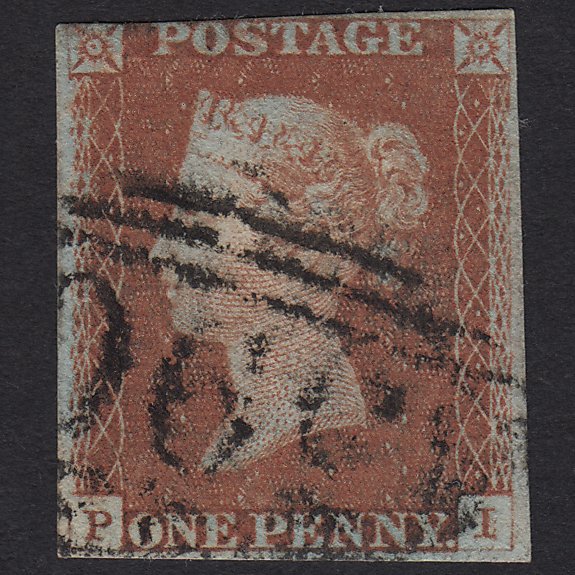 GB QV 1841 1d Red-brown (Plate 63) SG8-B1(1) PI GU nr 4 Margins