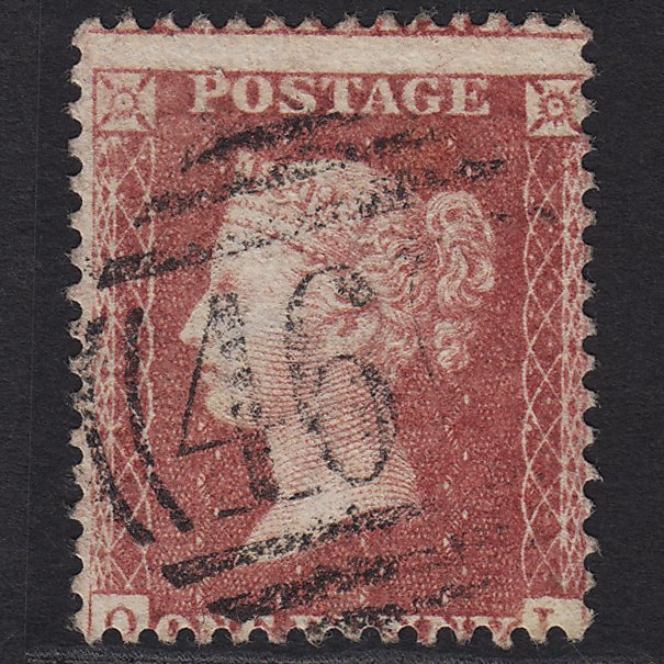 GB QV 1857 1d Rose-red (Plate 60) SG40-C10(1) QL FU Misperf