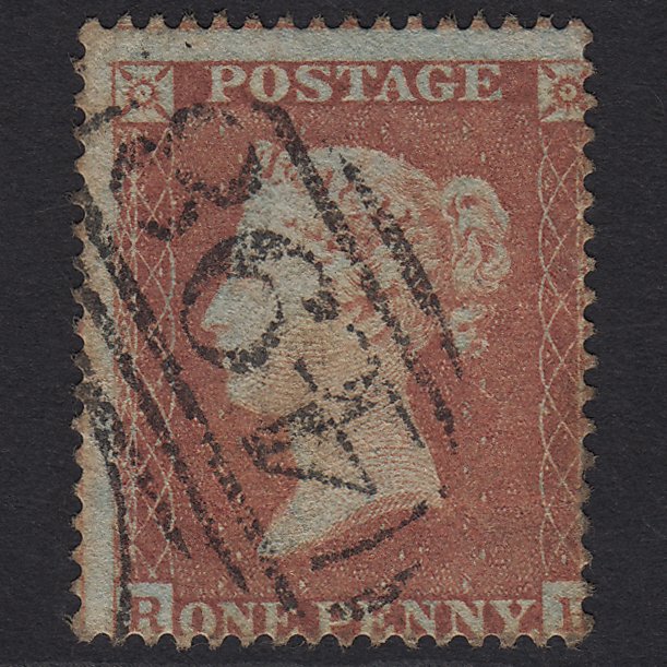 GB QV 1854 1d Red-brown (Plate 197) SG17-C1(1) RH GU Manchester 498
