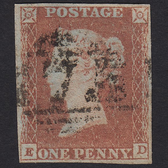 GB QV 1841 1d Red-brown (Plate 92) SG8-B1(1) ED GU 4M Imperf Birmingham 75