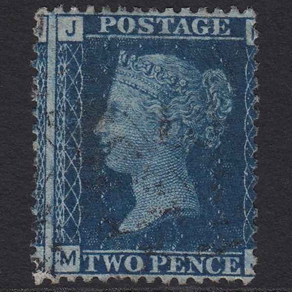 QV 1869 2d Blue (Plate 15) SG46-G3 MJ FU Light Cancel Large Misperf