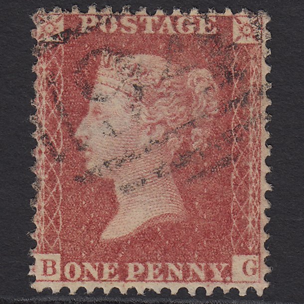 GB QV 1857 1d Rose-red (Plate 48) SG40-C10(1) Constant Variety BG FU Boston 94