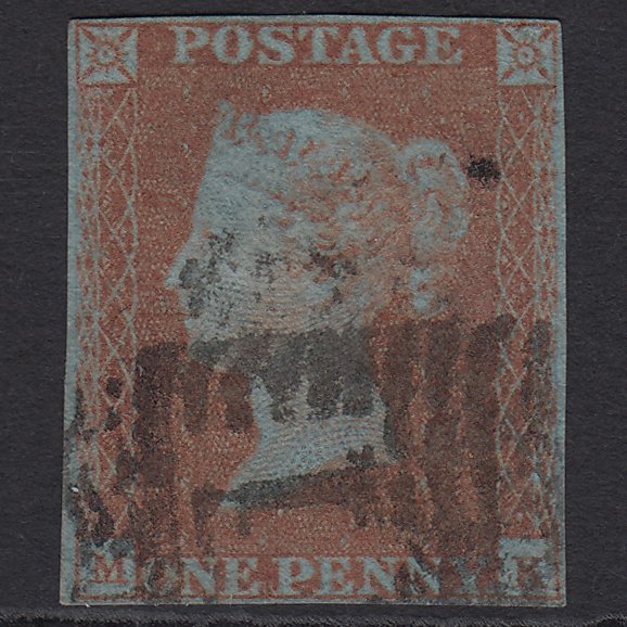 GB QV 1841 1d Very Blued (Plate 112) SG8a-B1(2) MK GU 4 Margins Scotland