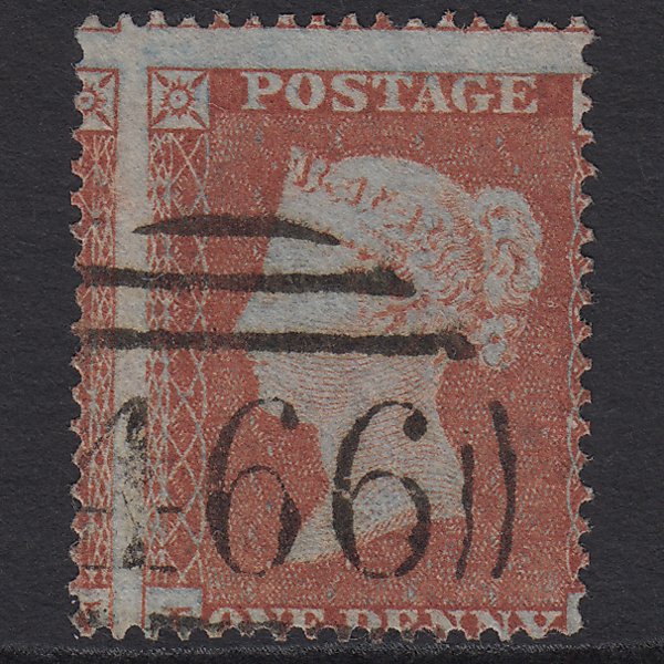 GB QV 1854 1d Red-brown SG17-C1(1) FU Liverpool 466 Large Misperf