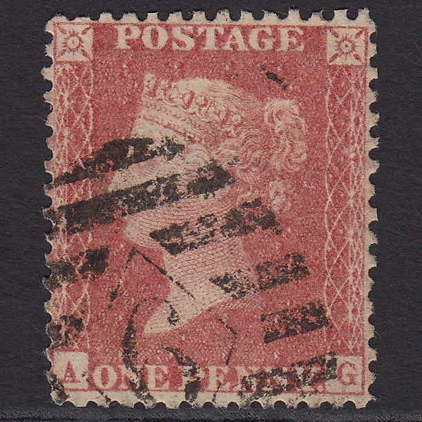 GB QV 1857 1d Rose-red SG40-C10(1) AG GU Miss Imprimatur London IS Cancel