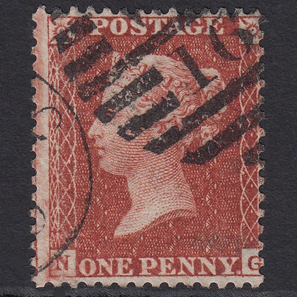 GB QV 1855 1d Red-brown (Plate 13) SGC6(1) NG GU London D&S Cancel