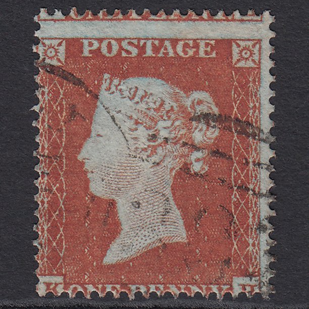 GB QV 1854 1d Red-brown (Plate 185) SG17-C1(1) KH VFU Hull 383 Spoon Misperf