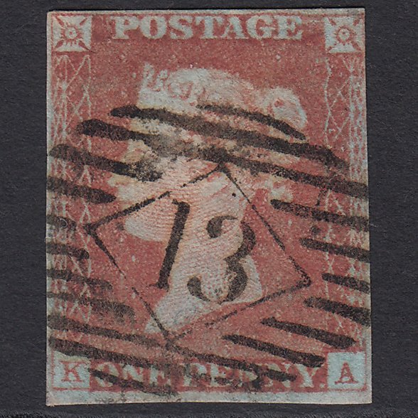GB QV 1841 1d Red-brown (Plate 68) SG8-B1(1) KA FU nr 4M London IS 13