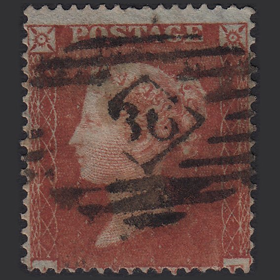 GB QV 1854 1d Red-brown SG17-C1(1) A? FU London IS Cancel