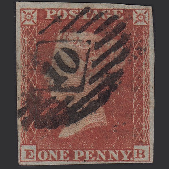 GB QV 1841 1d Red-brown (Plate 168) SG8-B2(1) EB FU 4 Margins London IS 10