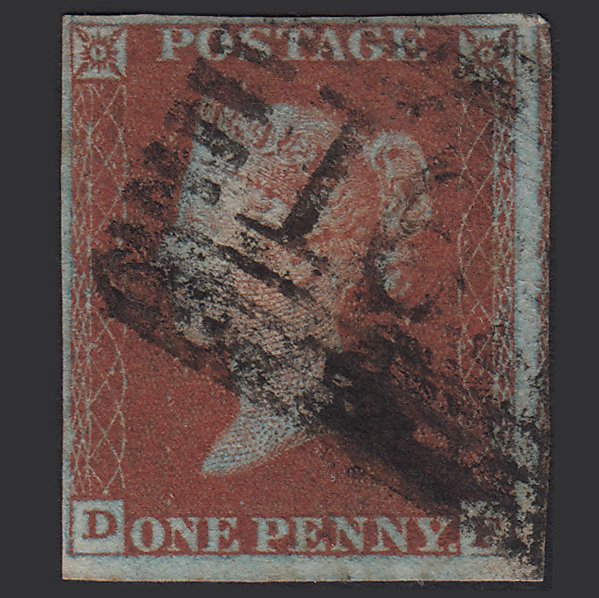 GB QV 1841 1d Red-brown (Plate 62) SG8-B1(1) DF GU 4 Margins Scotland