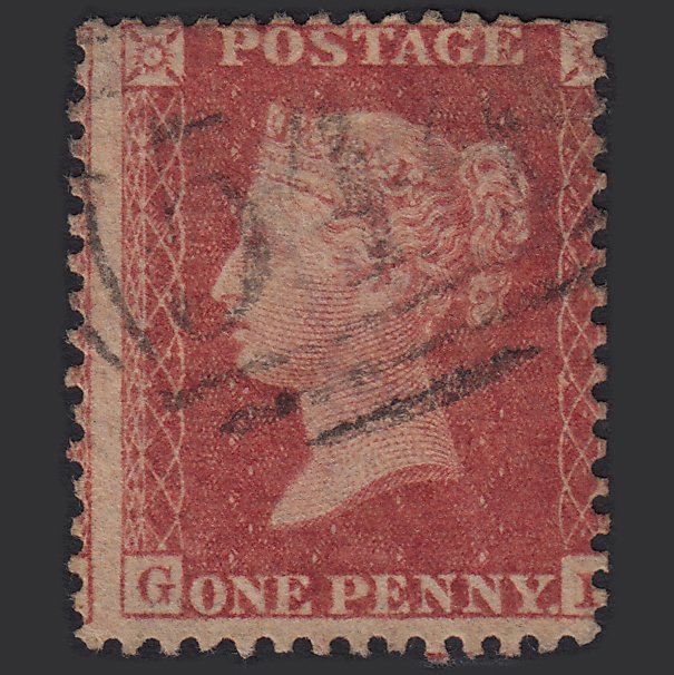 GB QV 1857 1d Rose-red (Plate 42) SG40-C10(1) GL GU Newbury 544 Misperf