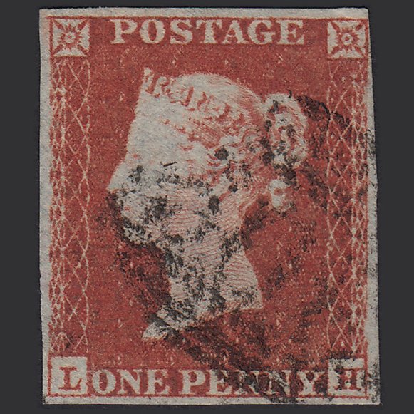GB QV 1841 1d Red-brown (Plate 161) SG8-B2(1) Blue Head LH FU 4 Margins
