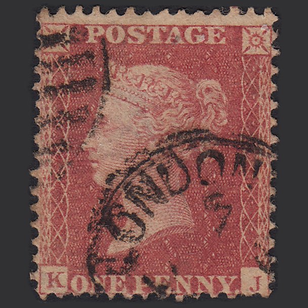 GB QV 1857 1d Rose-red (Plate 62) SG40-C10(1) KJ GU London CDS Thin J Var
