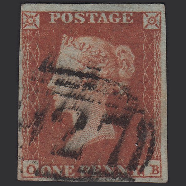 GB QV 1841 1d Red-brown (Plate 92) SG8-B1(1) OB FU 4 Margins Yarmouth 927