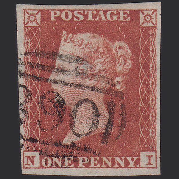 GB QV 1841 1d Red-brown (Plate 163) SG8-B2(1) Blue Head NI VFU 4 Margins