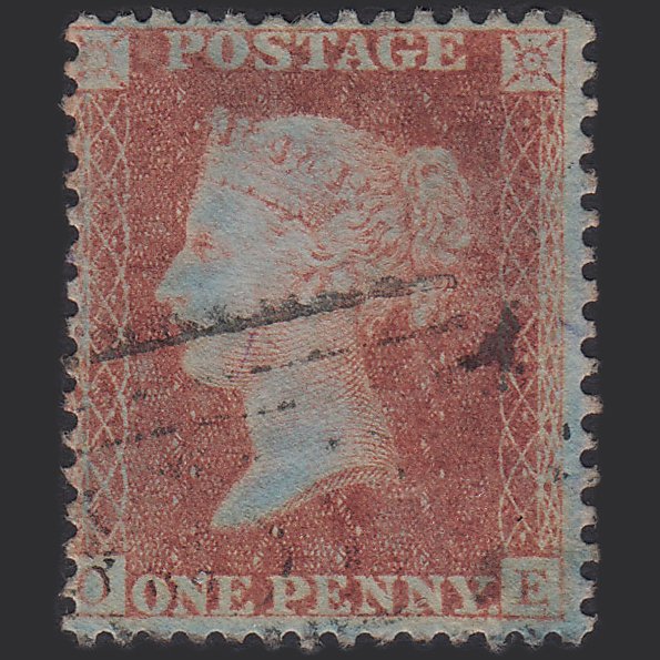 GB QV 1856 1d (Plate 44) SG29-C8(1) OE FU Light Cancel Experimental Blueing