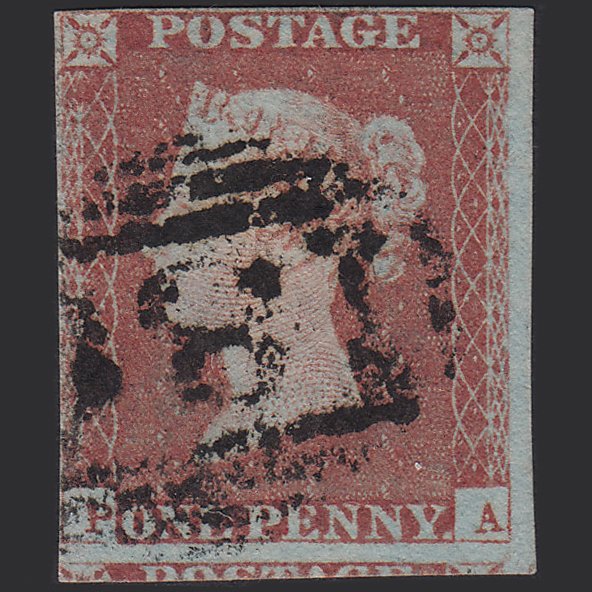 GB QV 1841 1d Very Blued (Plate 83) SG8a-B1(2) PA FU nr 4 Margins