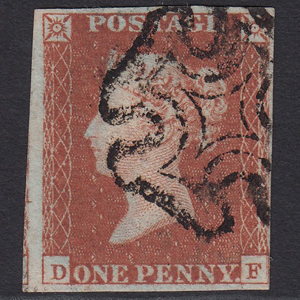 GB QV 1841 1d Red-brown (Plate 19) SG8-B1(1) GUideline DF FU 4 Margins MX