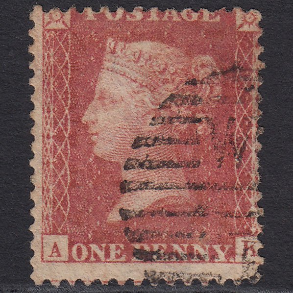 GB QV 1857 1d Plate R17 SG40-C10(1) AK FU London D&S Cancel Misperf