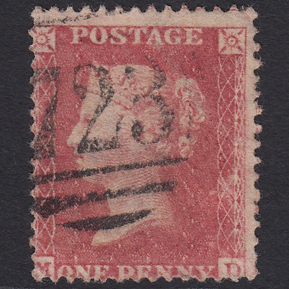 GB QV 1857 1d Pale Rose (Plate 60) SG39-C10(3) MD GU Southampton 723