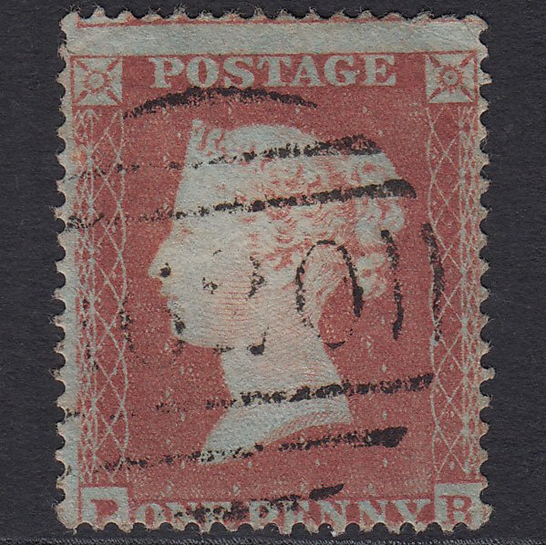 GB QV 1854 1d (Plate 179) SG17-C1(1) PB GU Plymouth 620 Spoon Micro Tear