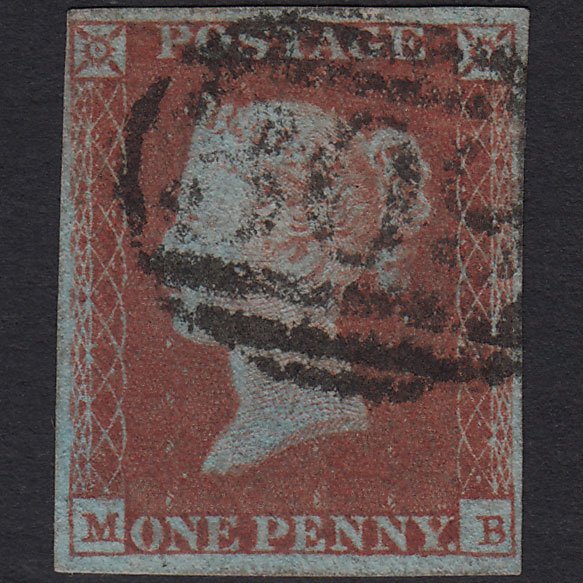 GB QV 1841 1d Very Blued (Plate 106) SG8a-B1(2) MB FU 4M Gateshead 309